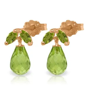 14K Solid Rose Gold Stud Earrings Natural Peridot Certified