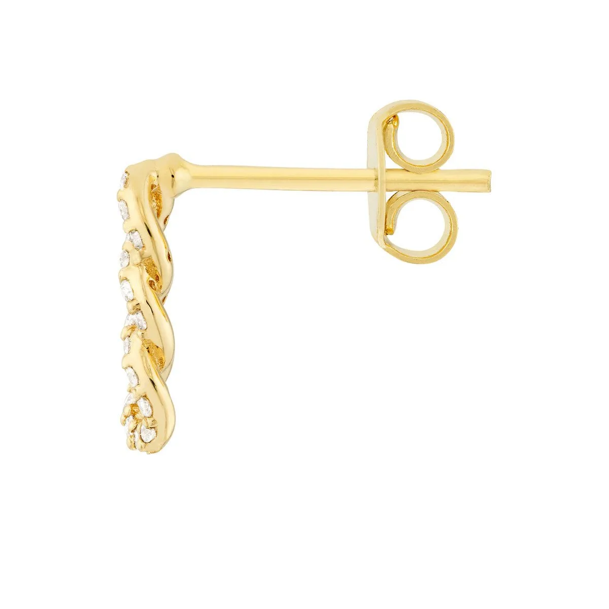 14K Yellow Gold Diamond Triple Link Earrings