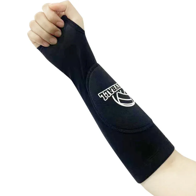 1pair Volleyball Arm Sleeves Passing Forearm Guard with Protection Pad and Thumbhole, Spec: Youth Style Black