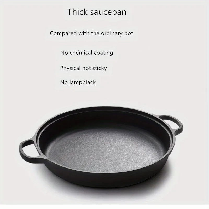 1pc Thickened Cast Iron Frying Pan - Heavy-Duty, Non-Stick, Induction Ready, Gas Stove Compatible, Old-Fashioned Household Essential - Durable, Heat-Resistant, Easy to Clean, Suitable for Various Cooking Methods