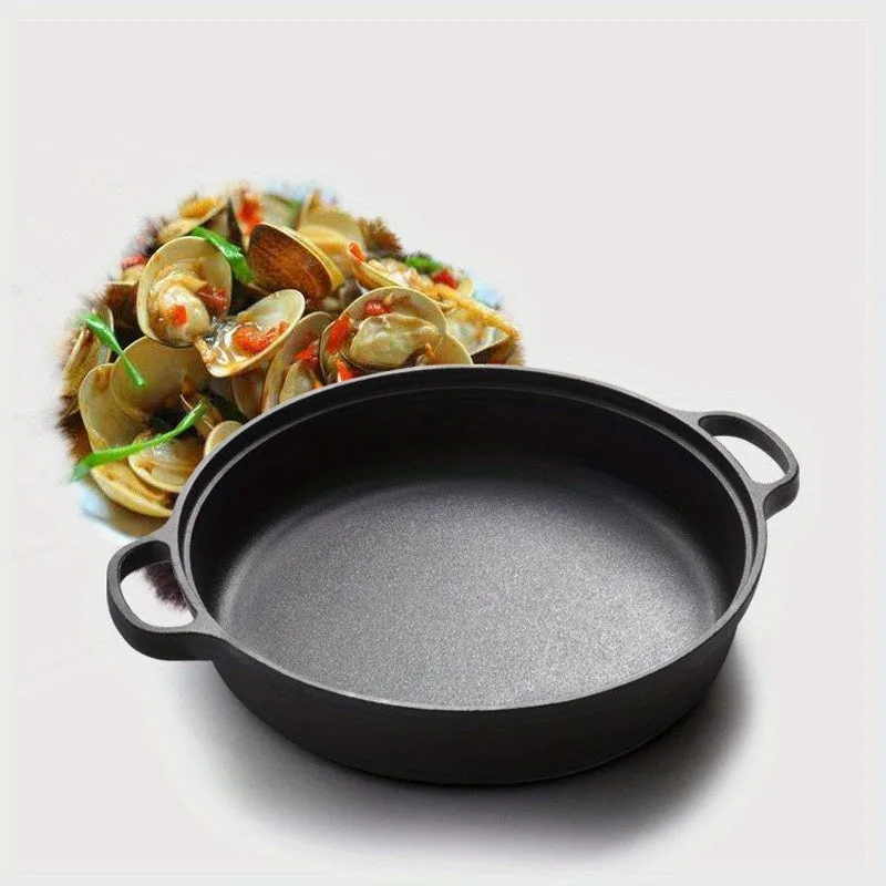 1pc Thickened Cast Iron Frying Pan - Heavy-Duty, Non-Stick, Induction Ready, Gas Stove Compatible, Old-Fashioned Household Essential - Durable, Heat-Resistant, Easy to Clean, Suitable for Various Cooking Methods