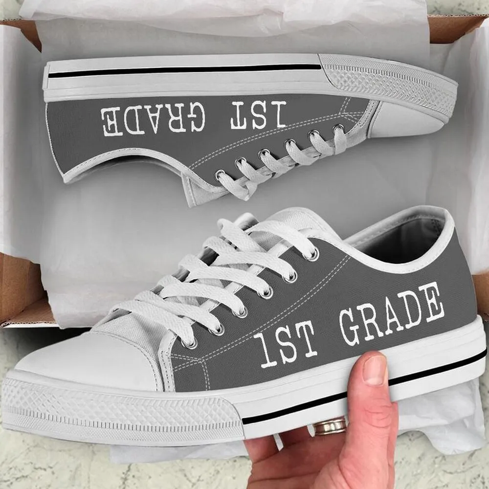 1St Grade All Gray Shoes, Teacher Shoes, Low Top Sneakers