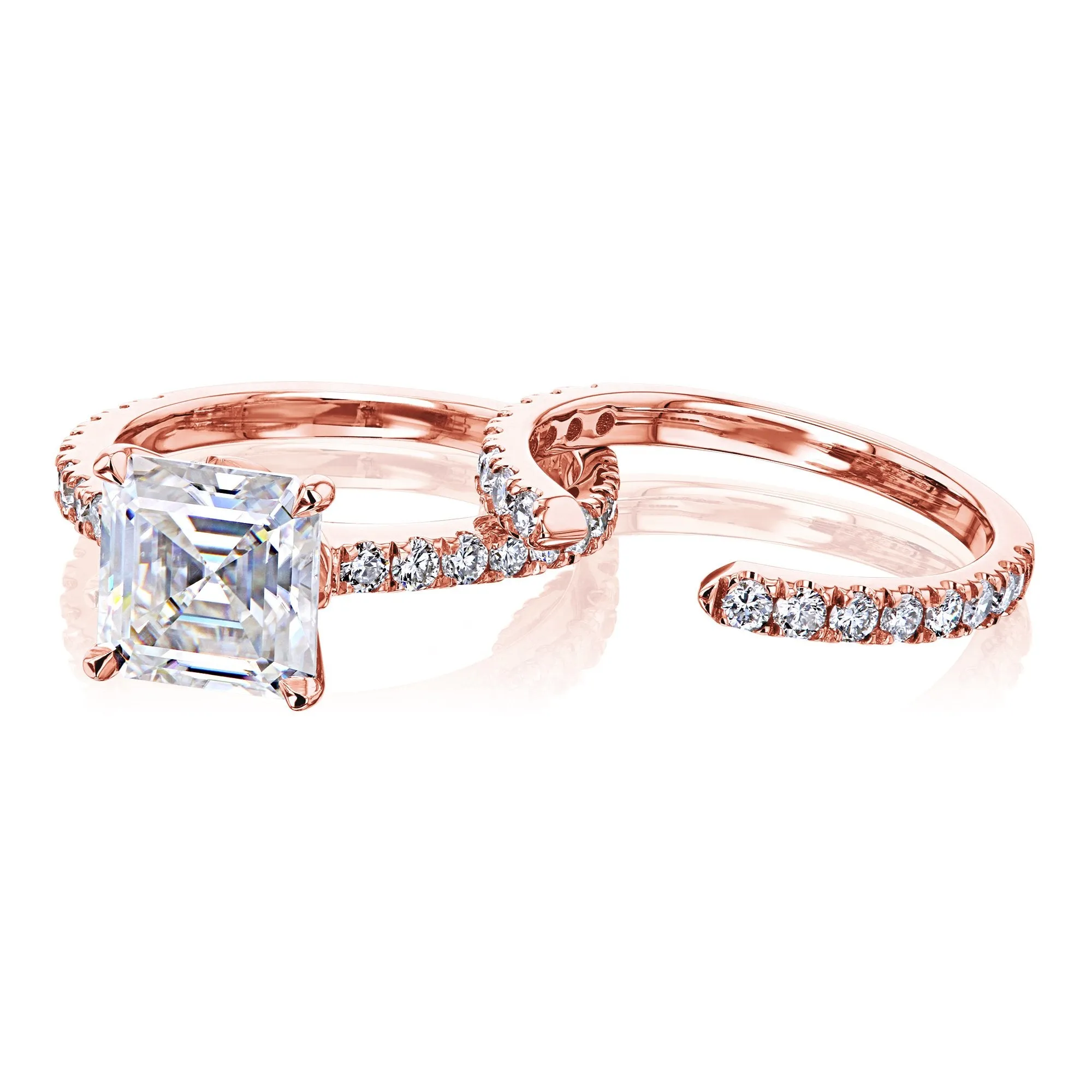 2.2ct Asscher Moissanite Bridal Set