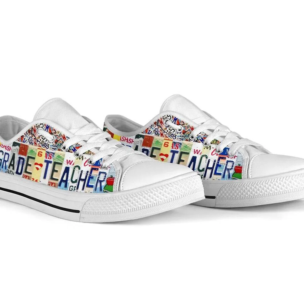 2Nd Grade Live Love License Plates Low Top Shoes, Teacher Shoes, Low Top Sneakers