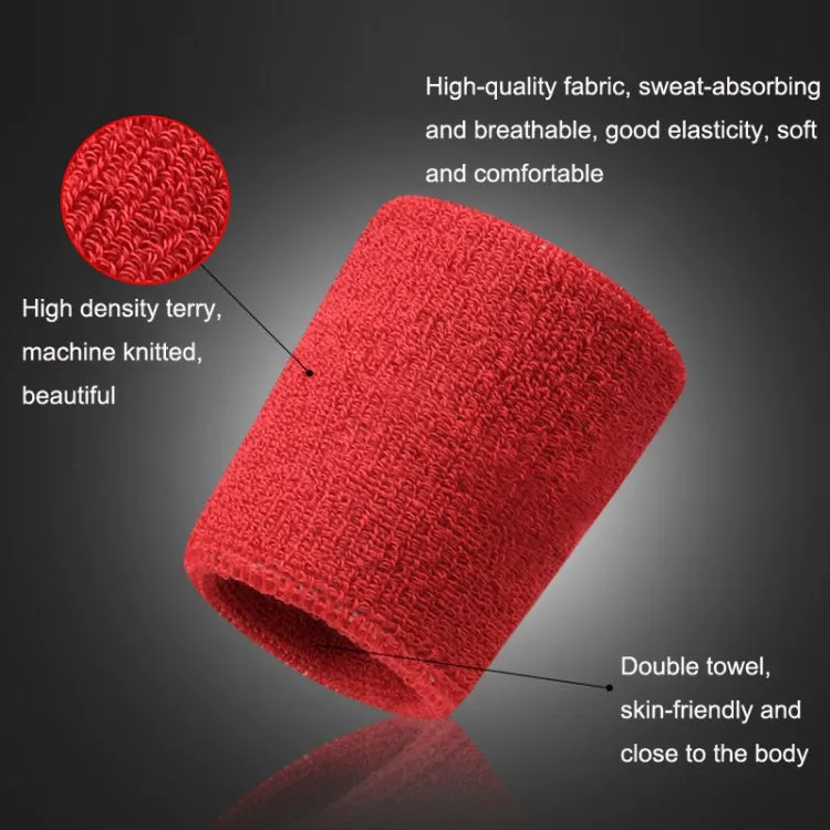 2PCS Basketball Badminton Tennis Running Fitness Towel Sweat-absorbing Sports Wrist(Red)