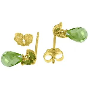 3.4 Carat 14K Solid Yellow Gold Seeking Enlightenment Peridot Earrings