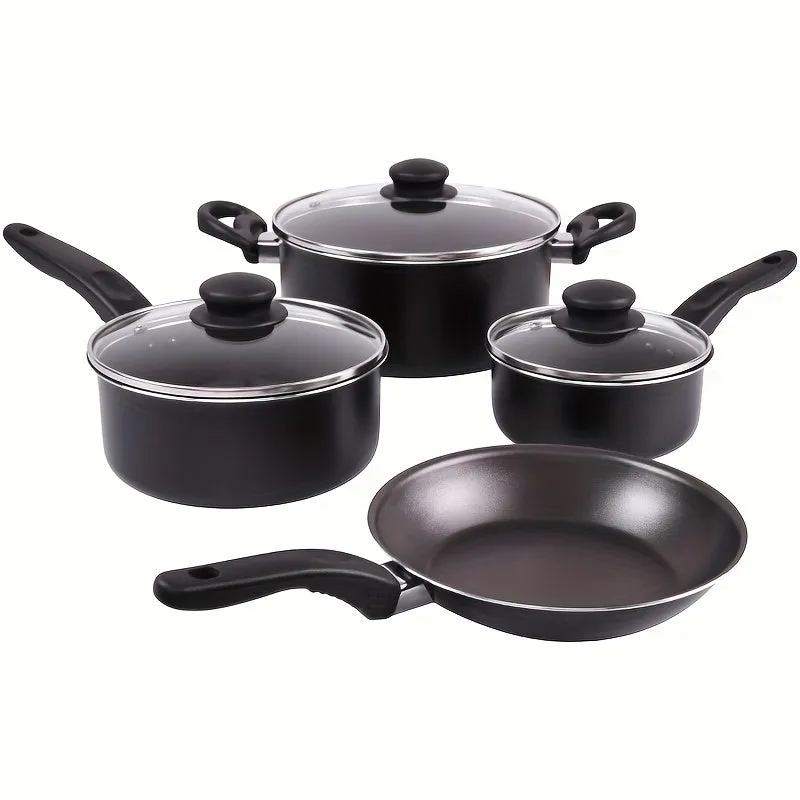 7pcs Premium Non-Stick Aluminum Cookware Set - Durable, Easy-to-Clean, Heat-Resistant Cooking Pots and Pans for Effortless Meal Preparation - Elevate Your Culinary Experience