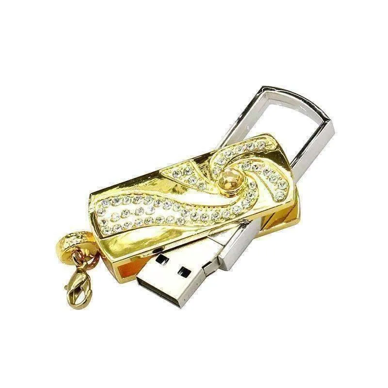 8G Swirling Crystal Encrusted USB Flash Drive Memory Stick