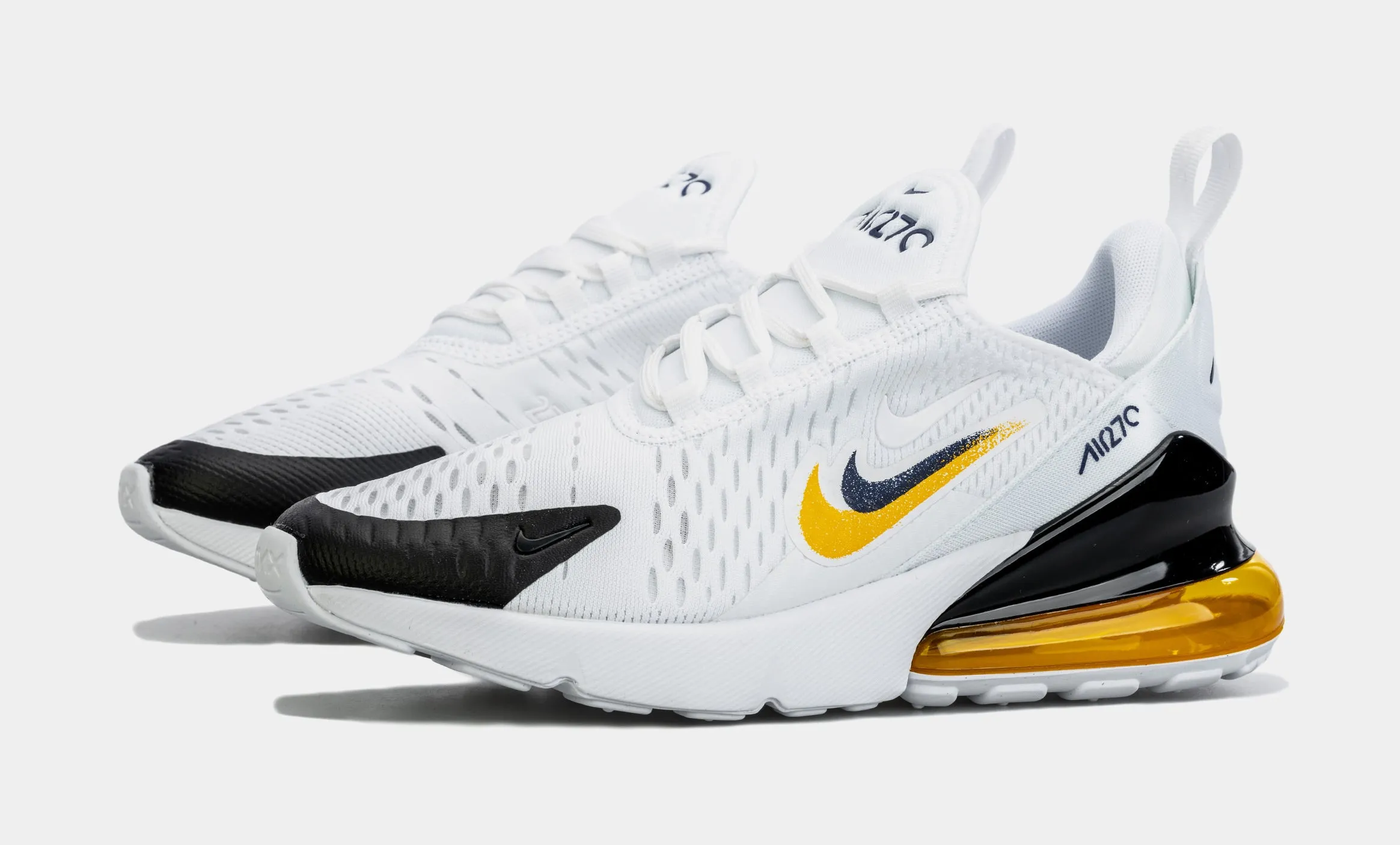 Air Max 270 Grade School Running Shoes (White/Gold)