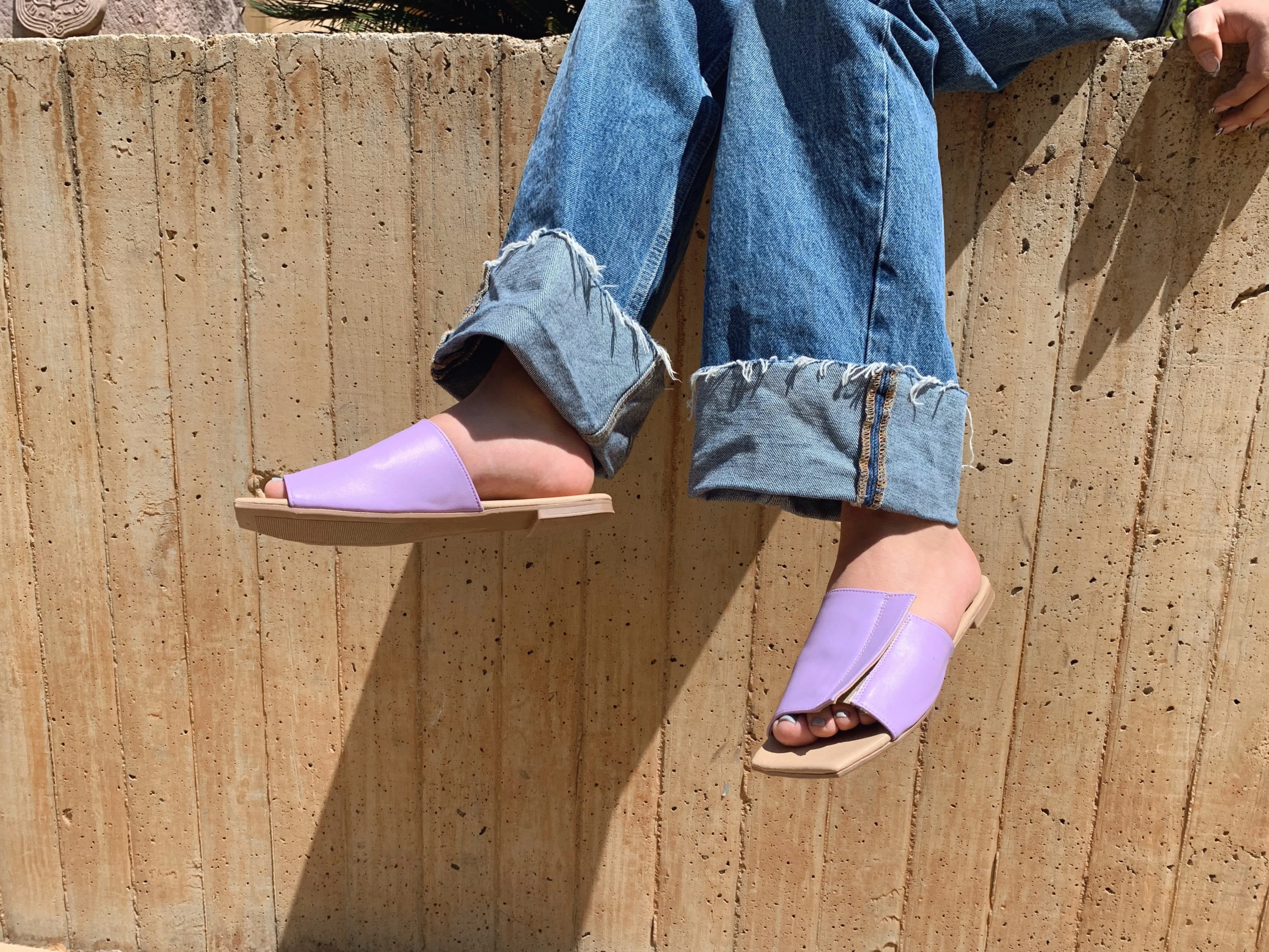 Andrea Cactus Leather Vegan Sandals | Lilac