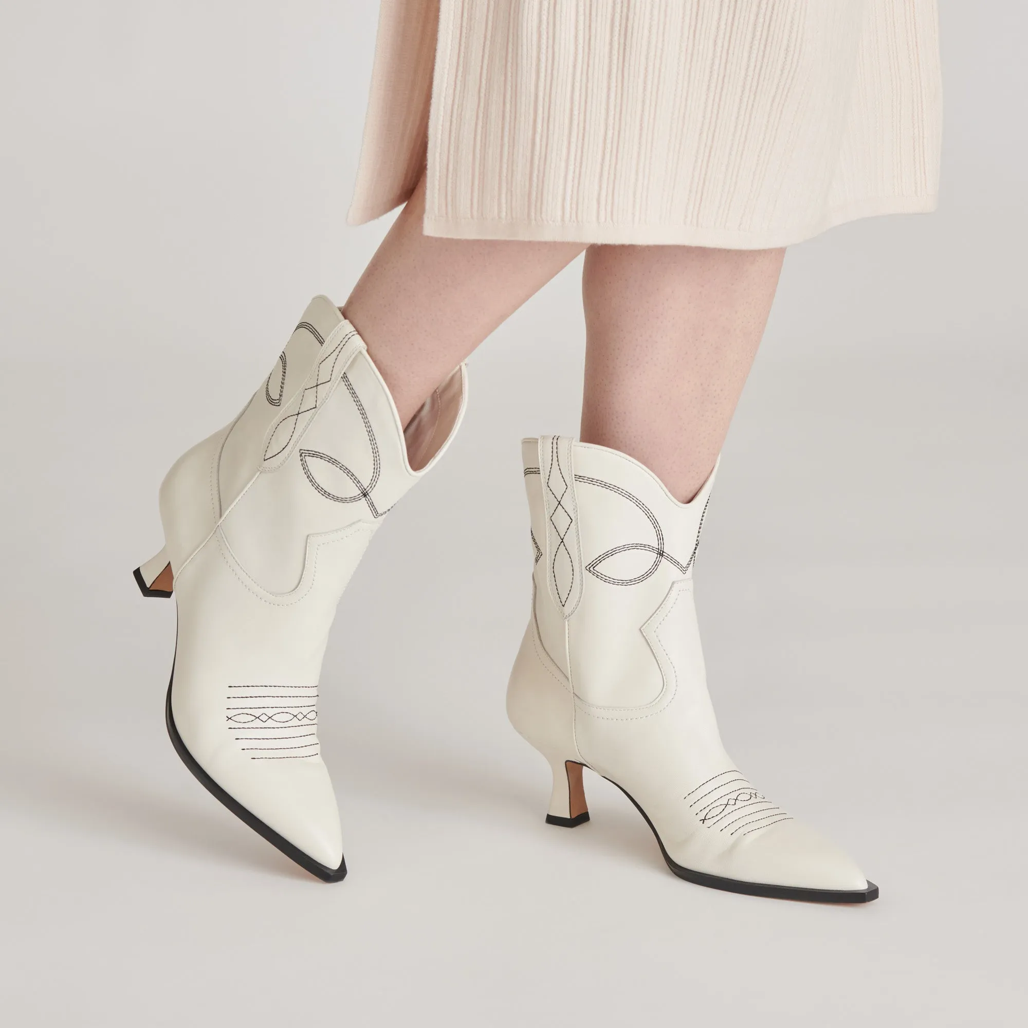 ANGEL BOOTIES WHITE LEATHER