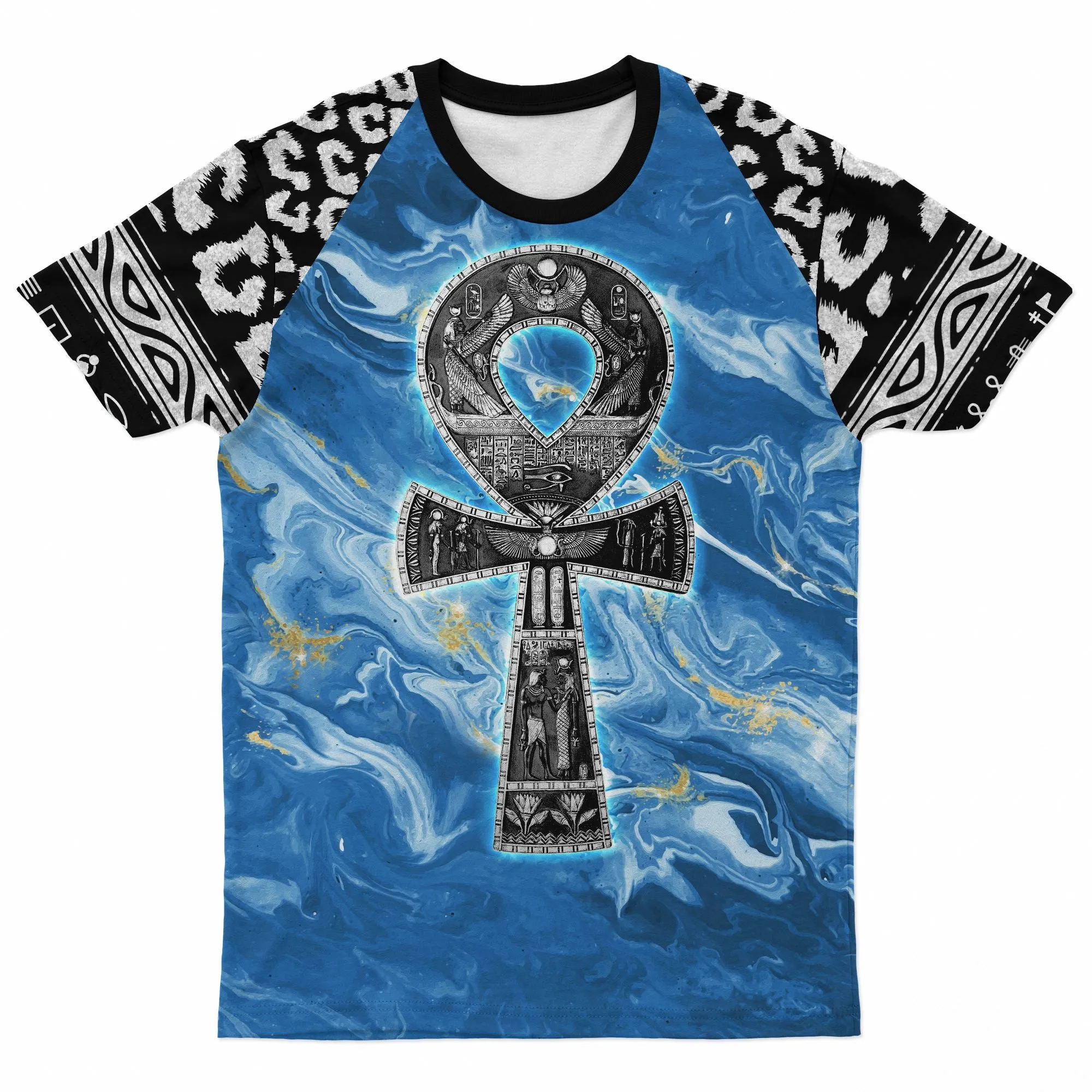 Ankh On Blue Marble T-shirt and Shorts Set