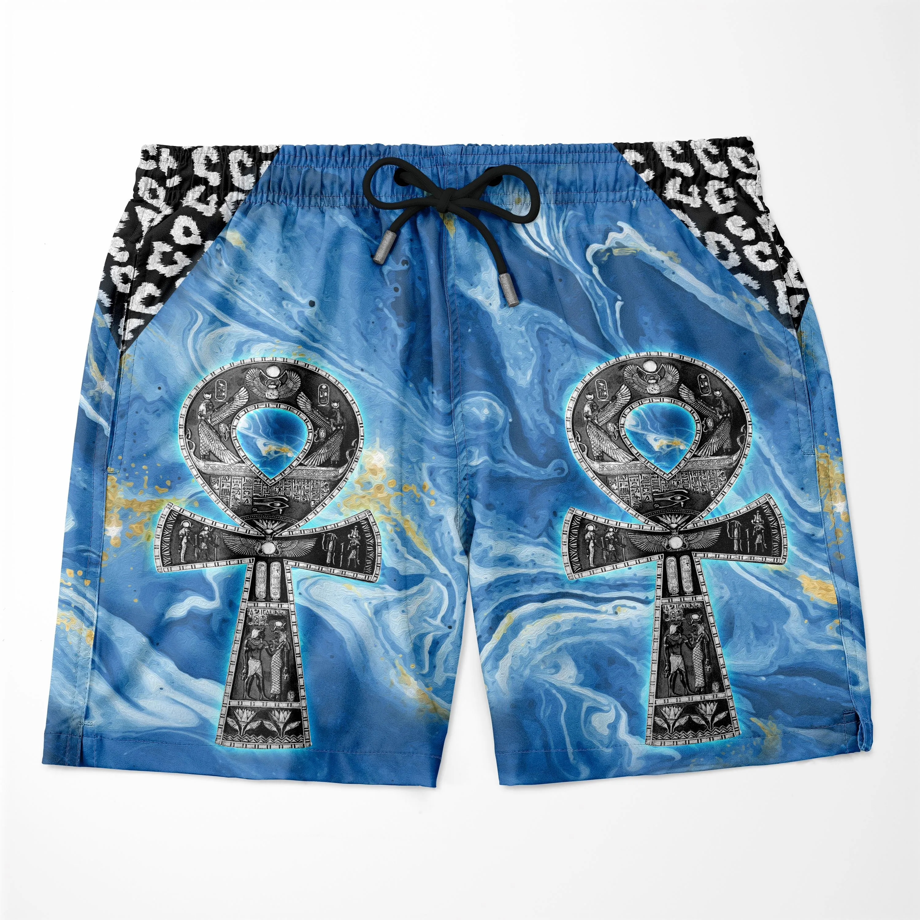 Ankh On Blue Marble T-shirt and Shorts Set