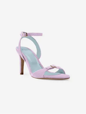 Anna Vegan Velvet Heeled Sandals | Lilac