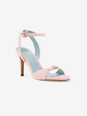 Anna Vegan Velvet Heeled Sandals | Pink