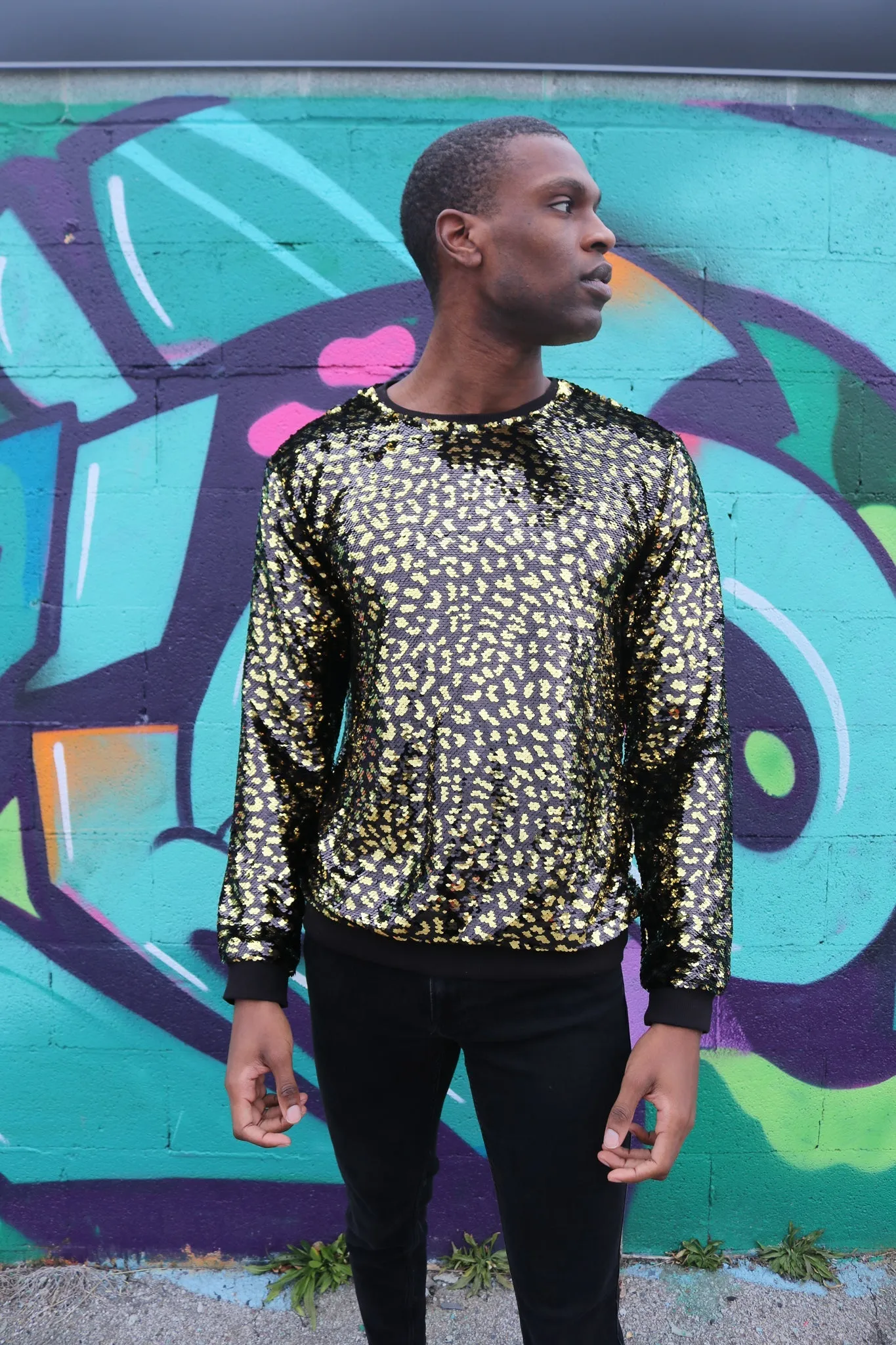 Any Old Iron Men's Golden Leopard Sweatshirt