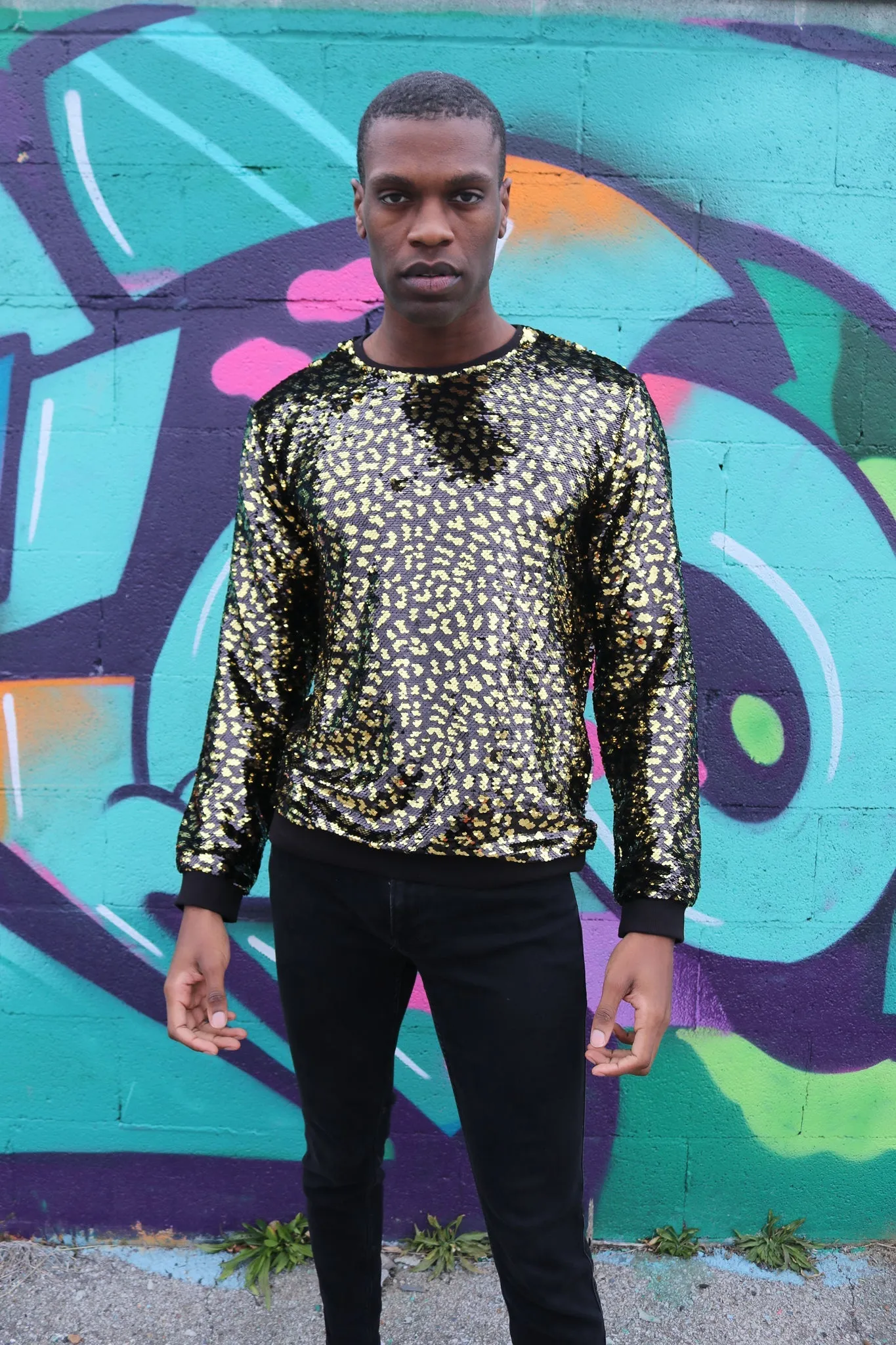 Any Old Iron Men's Golden Leopard Sweatshirt