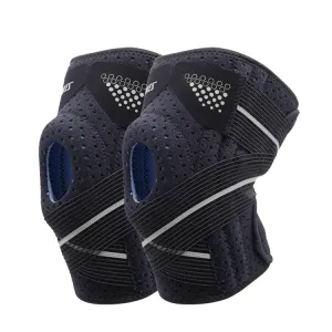 AOLIKES HX-7909 Tie Spring Support Silicone Knee Pad Mountaineering Riding Running Basketball Sweat-Absorbent Breathable Knee Pad(Black Gray)