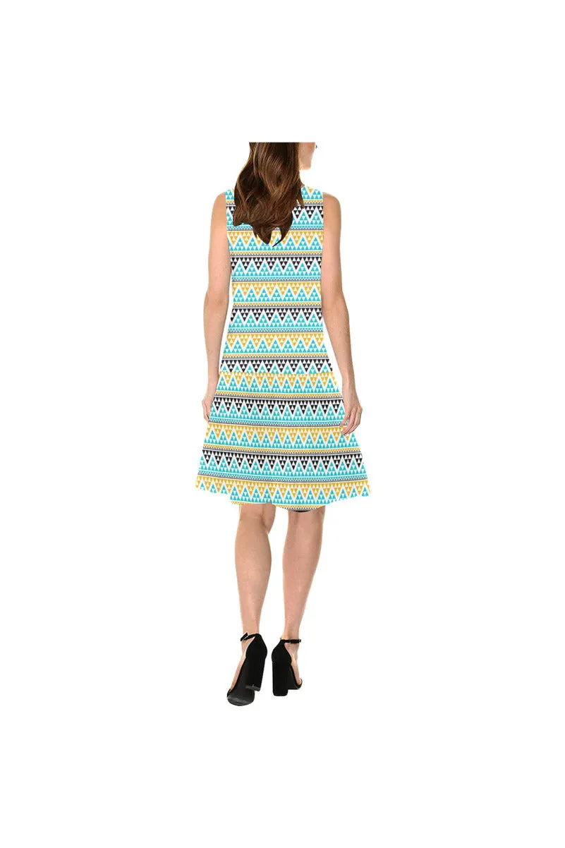 Aztec Art Sleeveless Splicing Shift Dress