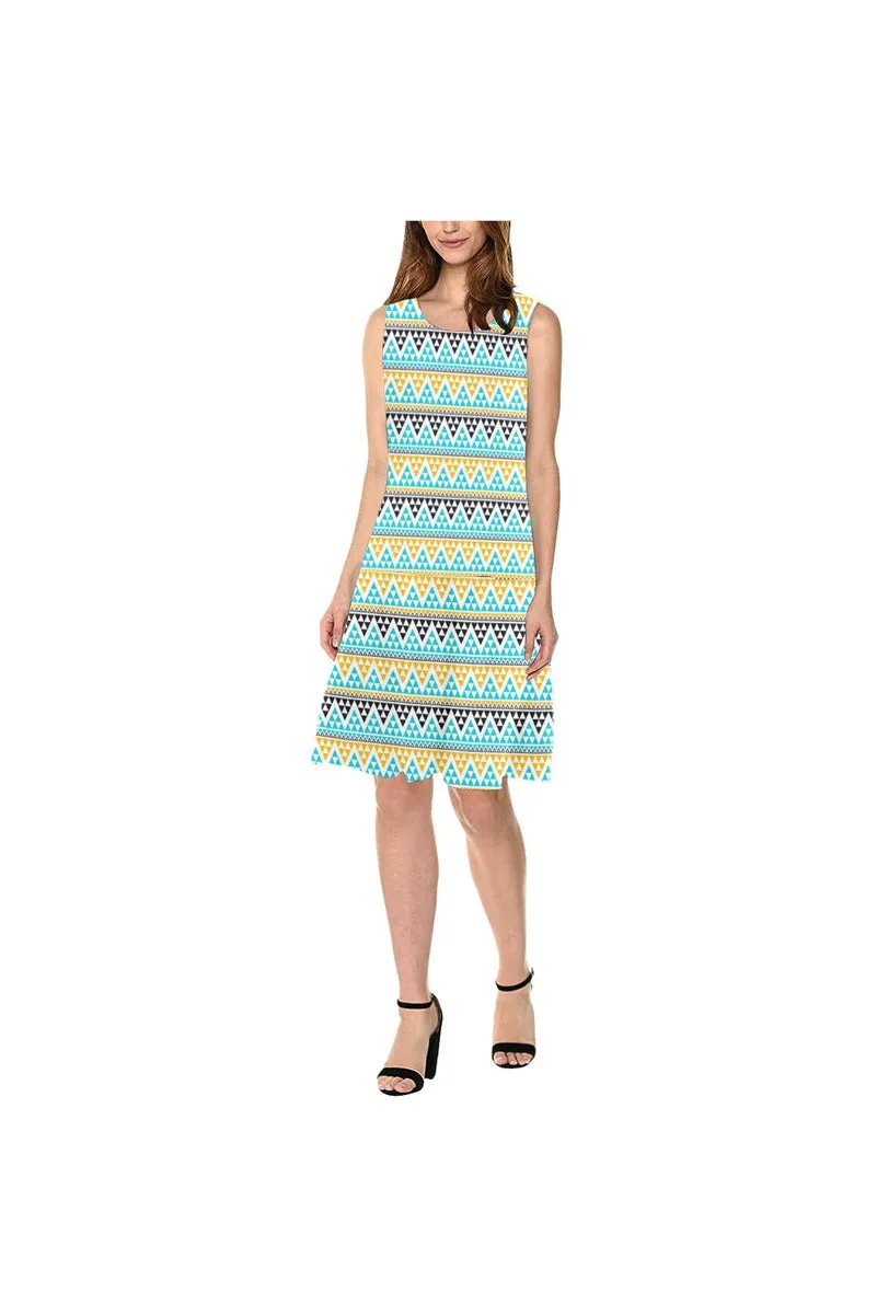 Aztec Art Sleeveless Splicing Shift Dress