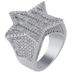 Baguette Diamond Star Ring in White Gold