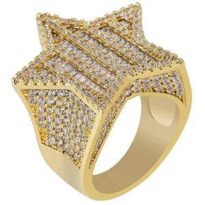 Baguette Diamond Star Ring in Yellow Gold