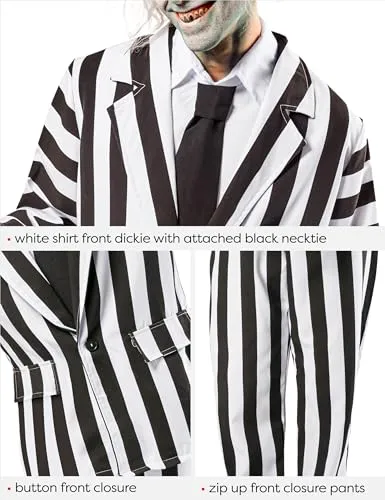 Beetlejuice Deluxe Costume, Black/White, X-Large