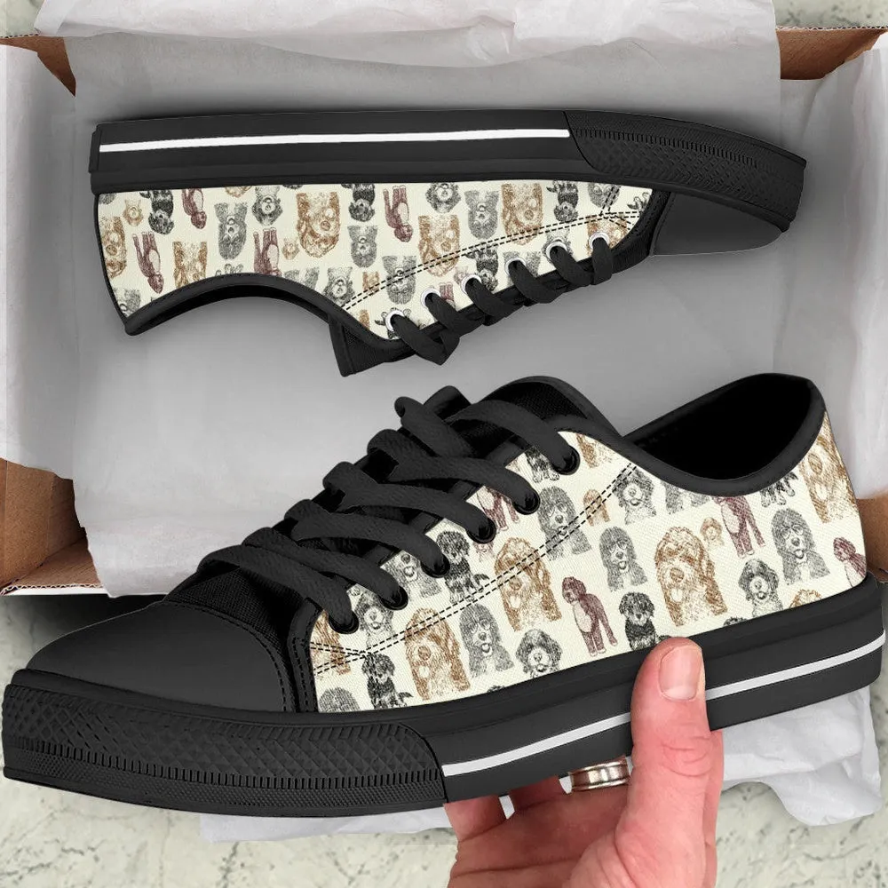 Bernedoodle Low Top Shoes - Low Top Sneaker, Dog Printed Shoes, Canvas Shoes For Men, Women