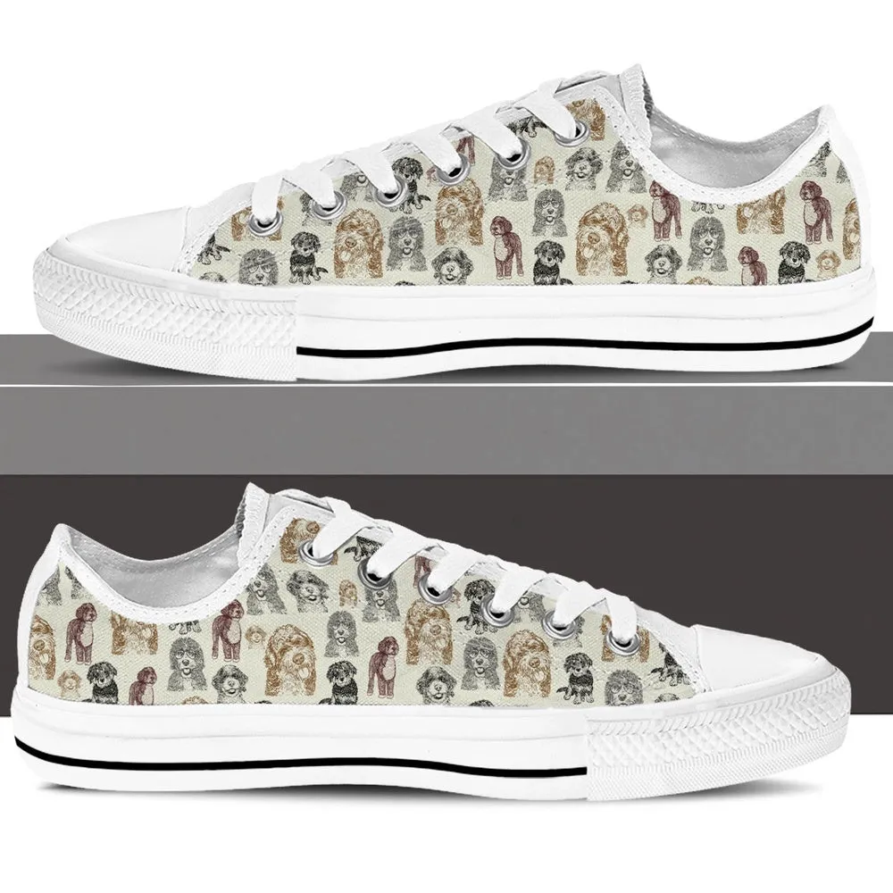 Bernedoodle Low Top Shoes - Low Top Sneaker, Dog Printed Shoes, Canvas Shoes For Men, Women