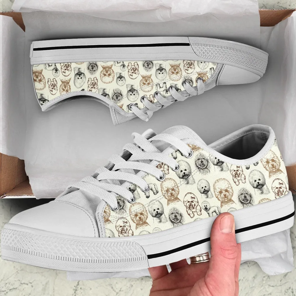 Bichon Frise Low Top Shoes - Low Top Sneaker, Dog Printed Shoes, Canvas Shoes For Men, Women