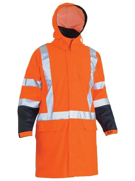 Bisley TTMC-W 3M X Taped Two Tone Hi Vis Stretch PU Rain Coat-(BJ6955XT)