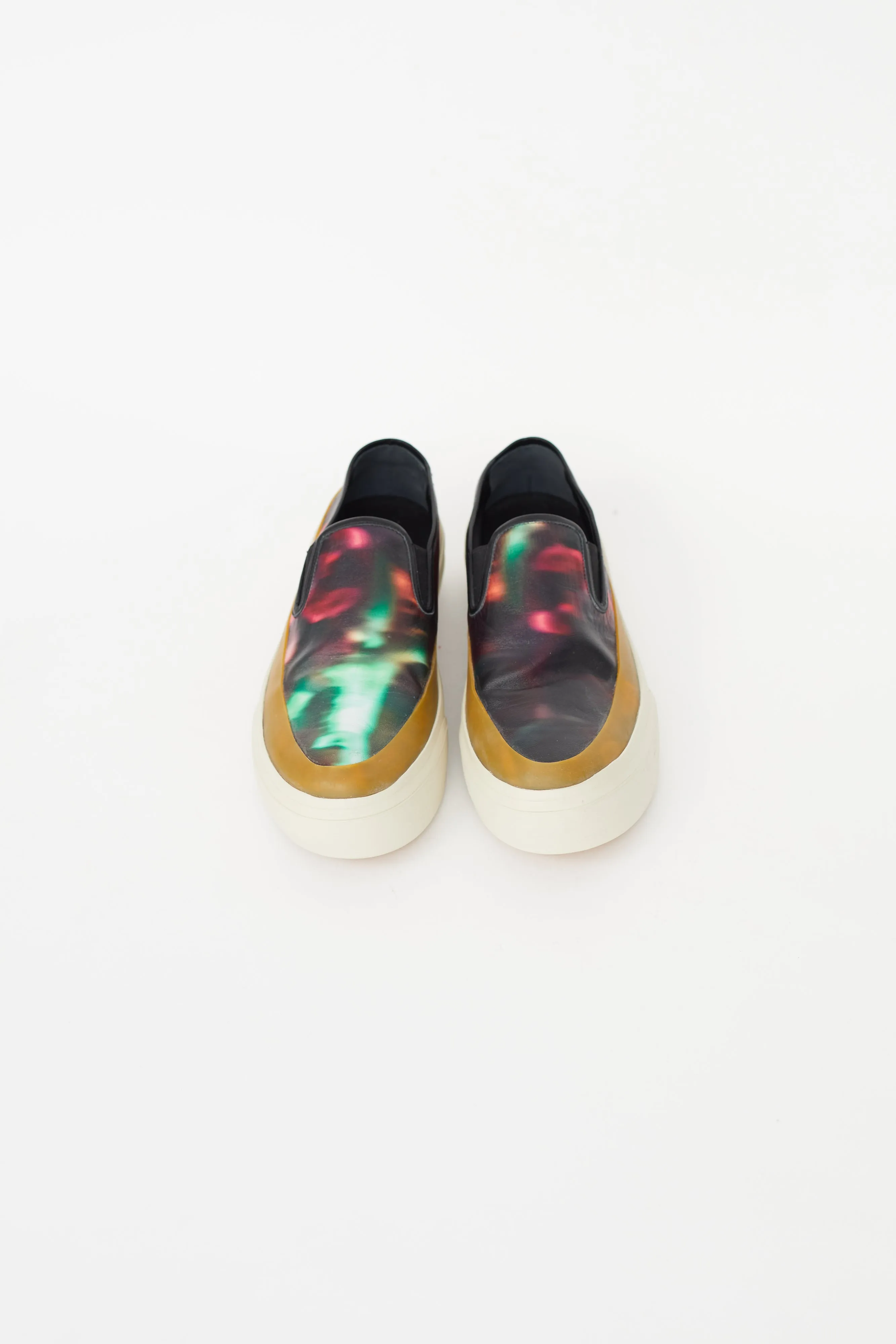 Black & Multicolour Leather Sneaker