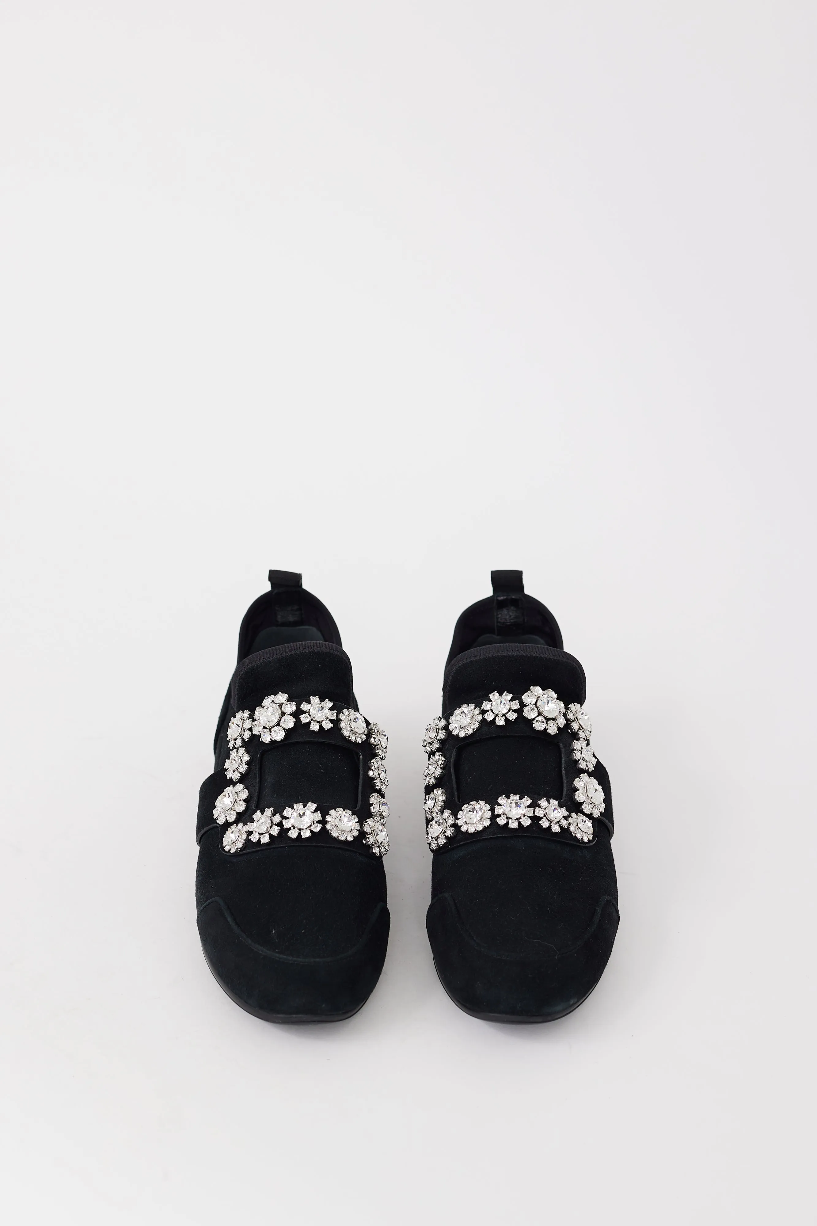 Black Suede Viv' Run Strass Buckle Sneaker