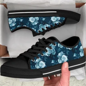 Blue Roses Low Top Shoes Sneaker, Low Top Sneaker, Low Top Canvas Shoes