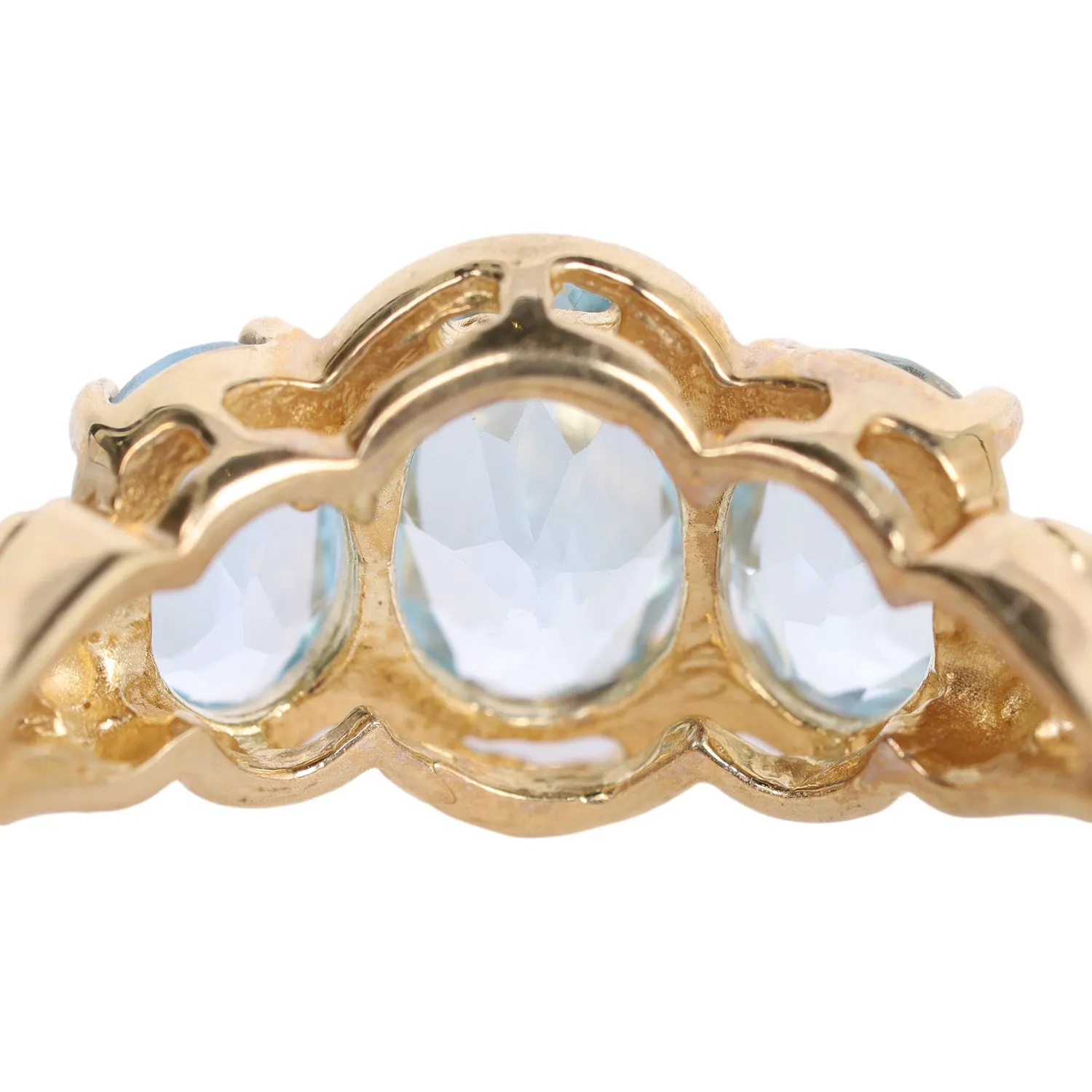 Blue Topaz Gold 3 Stone Ring Size 6.75 (Authentic Pre-owned)