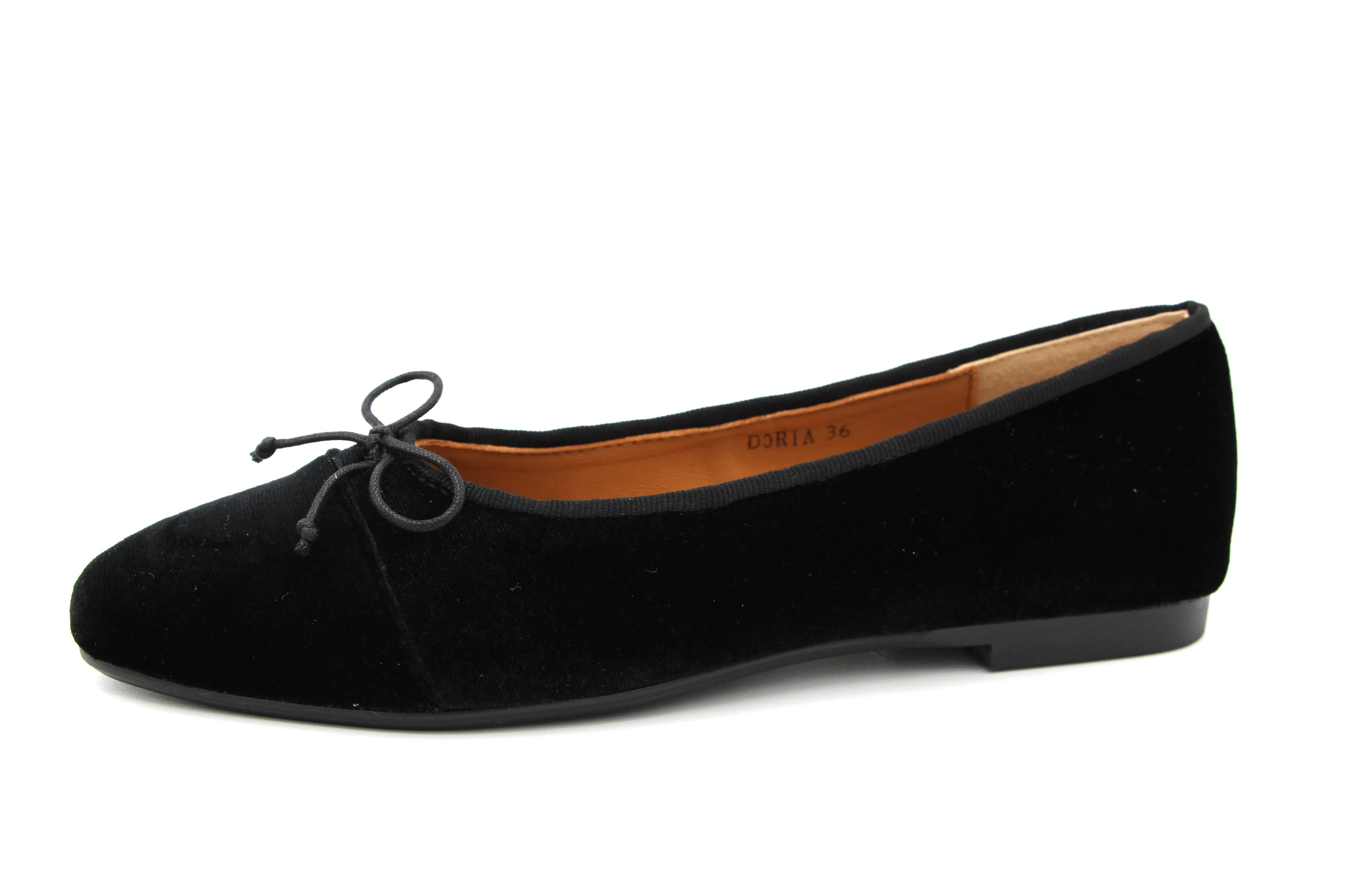 Boutaccelli  Black Velvet Ballet Flat With Bow Doria