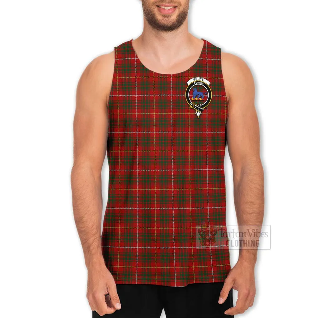 Bruce Tartan Men's Tank Top with Family Crest and Bearded Skull Holding Bottles of Whiskey