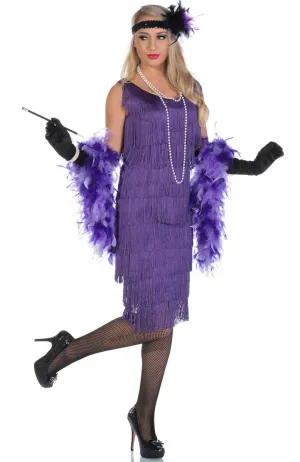 Chicago Womens Long Purple 1920s Flapper Dress Costume