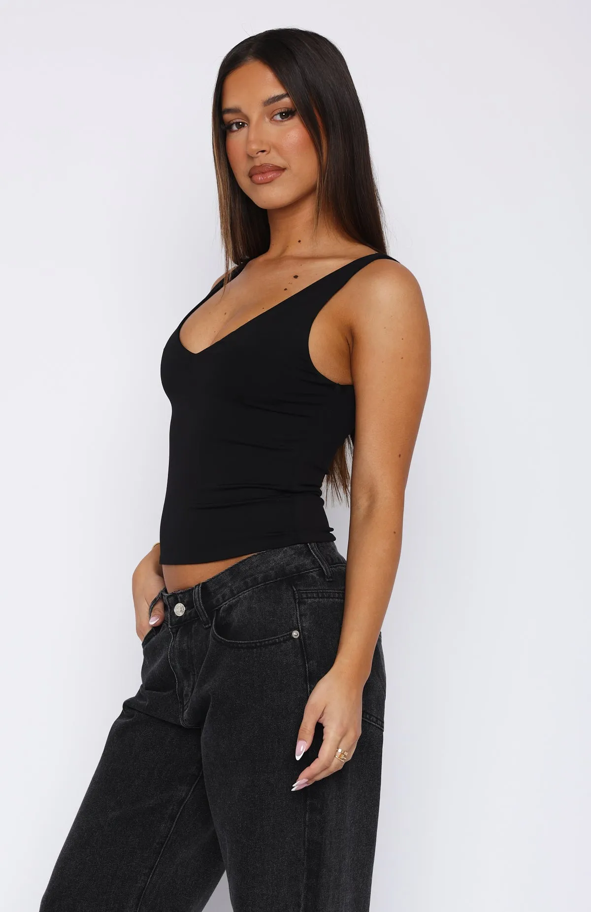 Consider This V Neck Tank Black