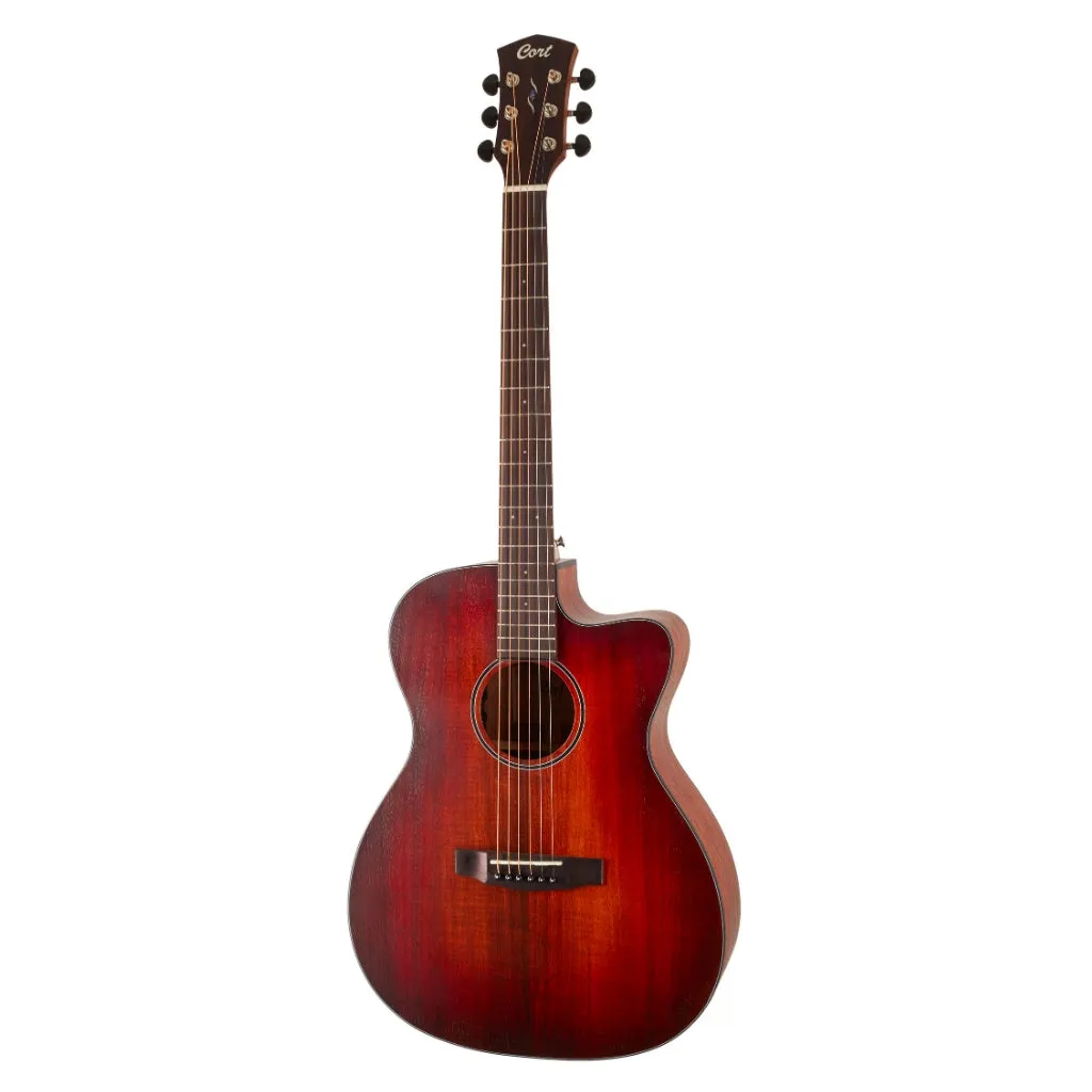 Cort Core-OC ABW OPLB OM All Solid Blackwood Cutaway Acoustic Guitar Open Pore Light Burst W/case