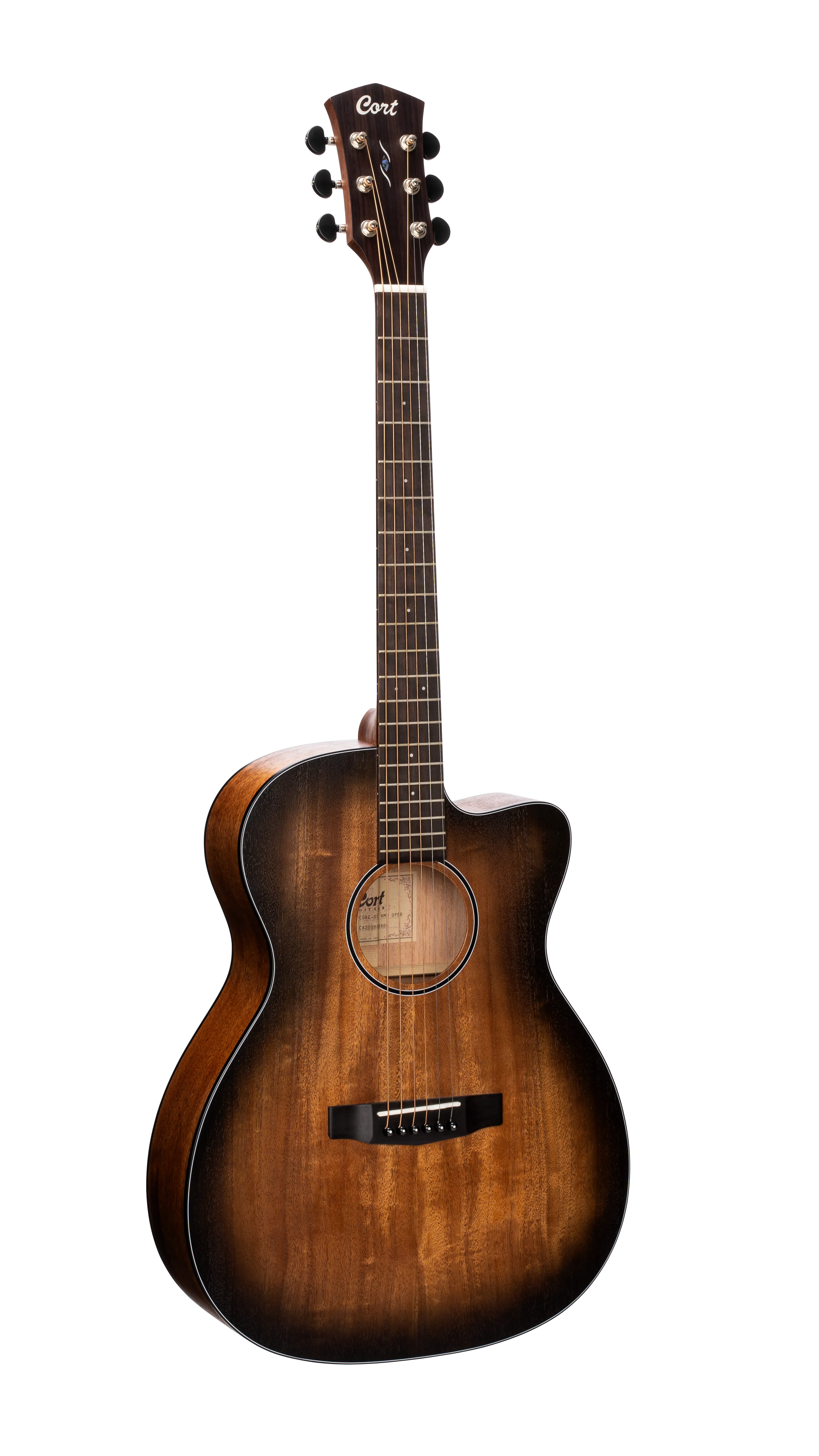 Cort CORE-OC AMH OPBB OM All Solid Mahogany Cutaway Acoustic Guitar Open Pore Black BURST with Case