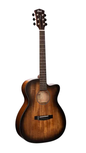 Cort CORE-OC AMH OPBB OM All Solid Mahogany Cutaway Acoustic Guitar Open Pore Black BURST with Case