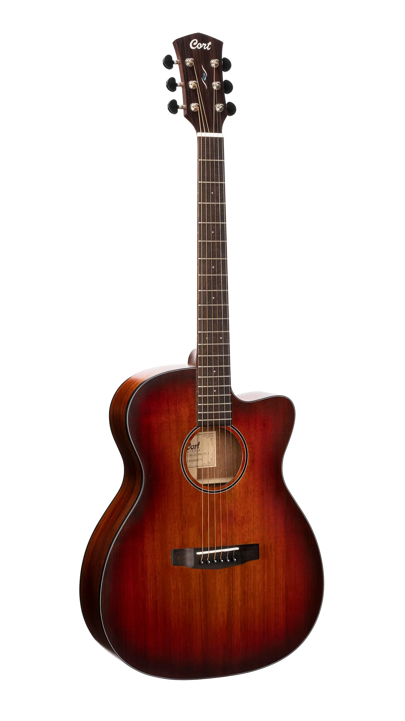 Cort COREOCOPLB Core Series Blackwood Acoustic Electric Guitar, Open Pore Light Burst with Case