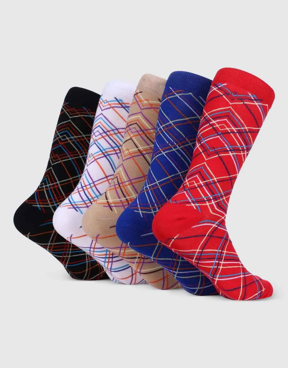 Criss Cross Streak Crew Socks 5 Pack