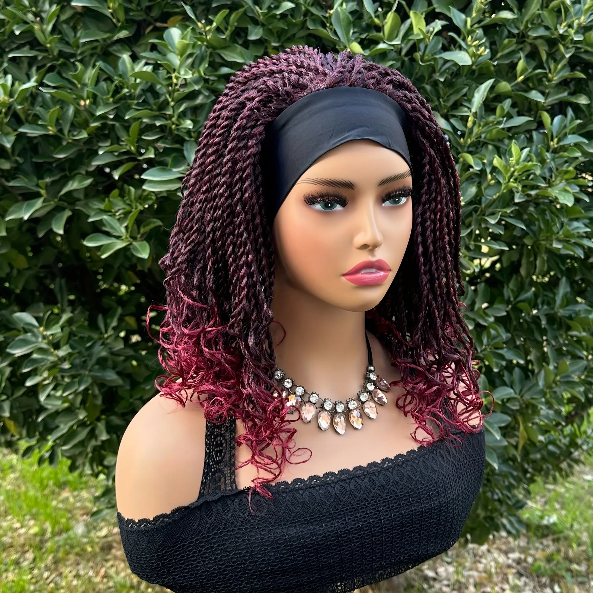 Curly Wave Short Braided Headband Wig - Heat Resistant Crochet Box Braided Hair, Rose Net Cap, Unisex Adult Basics, Machine Made, Synthetic Braiding Hair, Suitable for All People