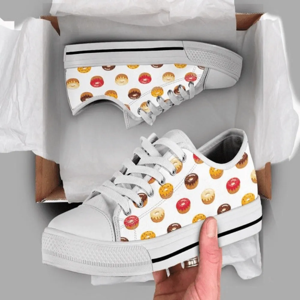 Cute Donuts Low Top Shoes, Low Top Sneaker, Low Top Canvas Shoes