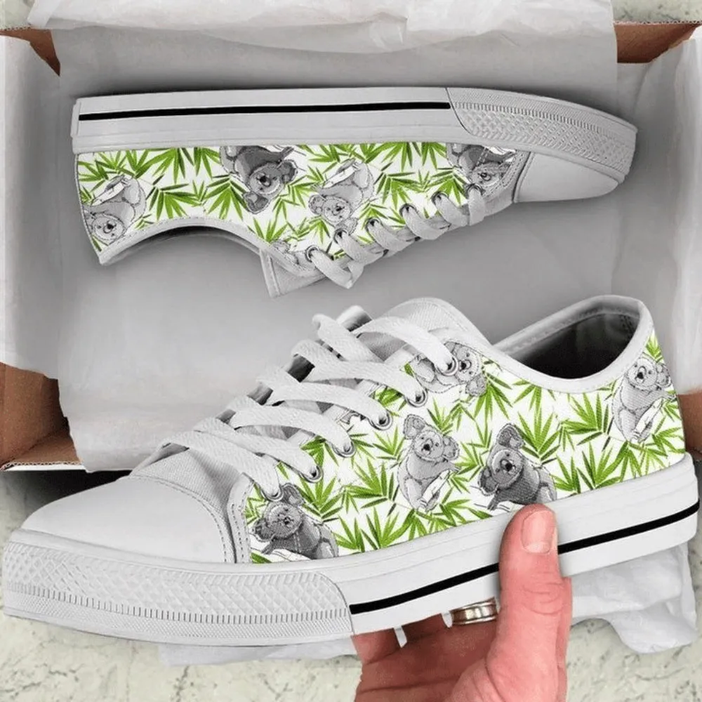 Cute Koalas &Amp Bamboo Low Top Shoes, Animal Print Canvas Shoes, Print On Canvas Shoes