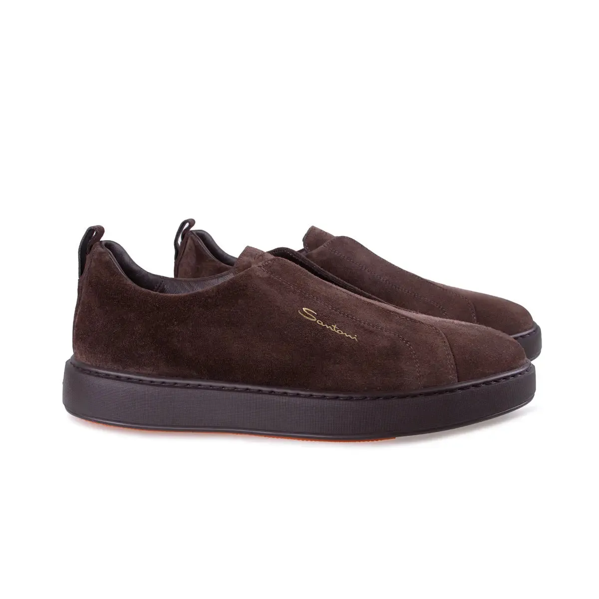 Dark Brown Tumbled Leather Slip-on Sneaker