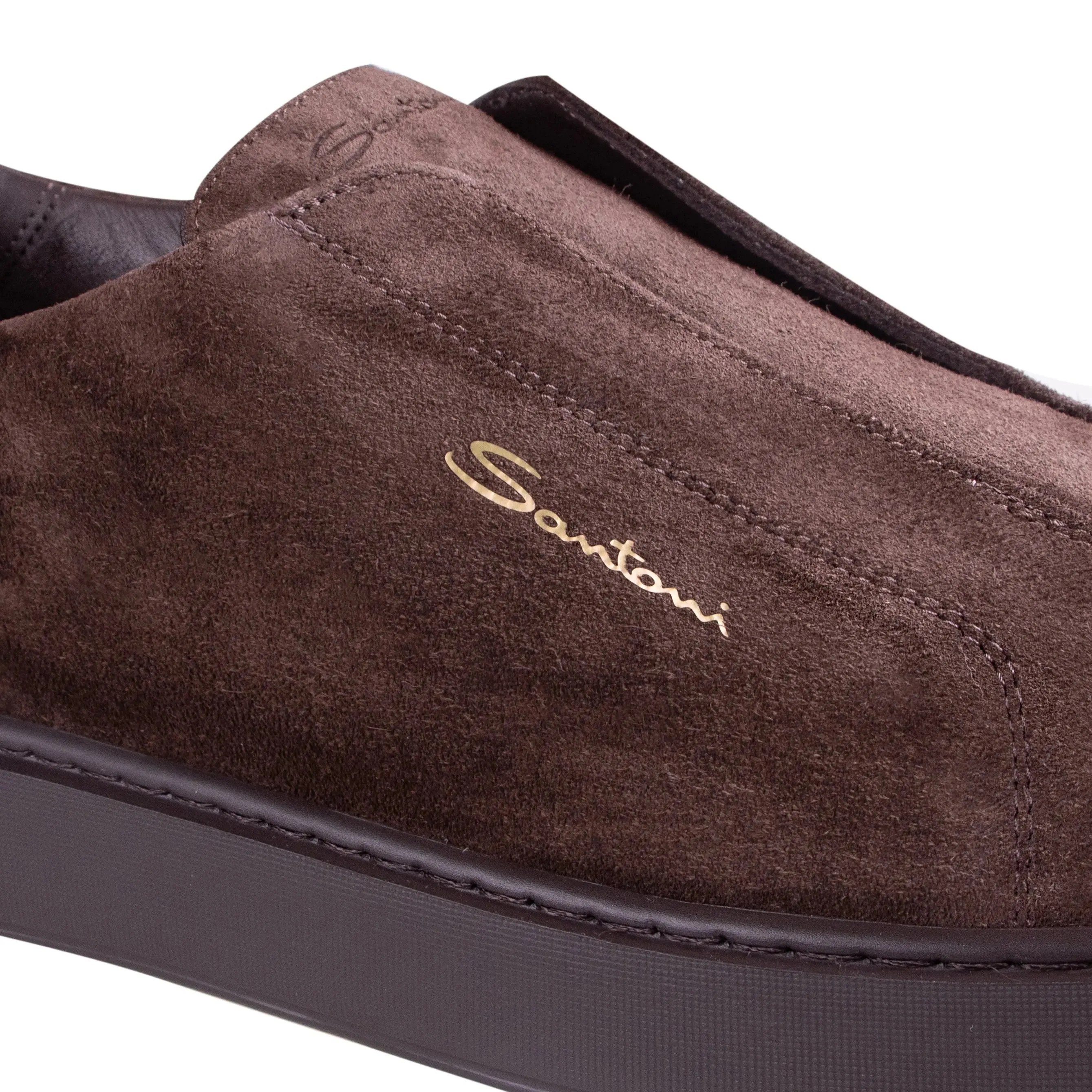 Dark Brown Tumbled Leather Slip-on Sneaker