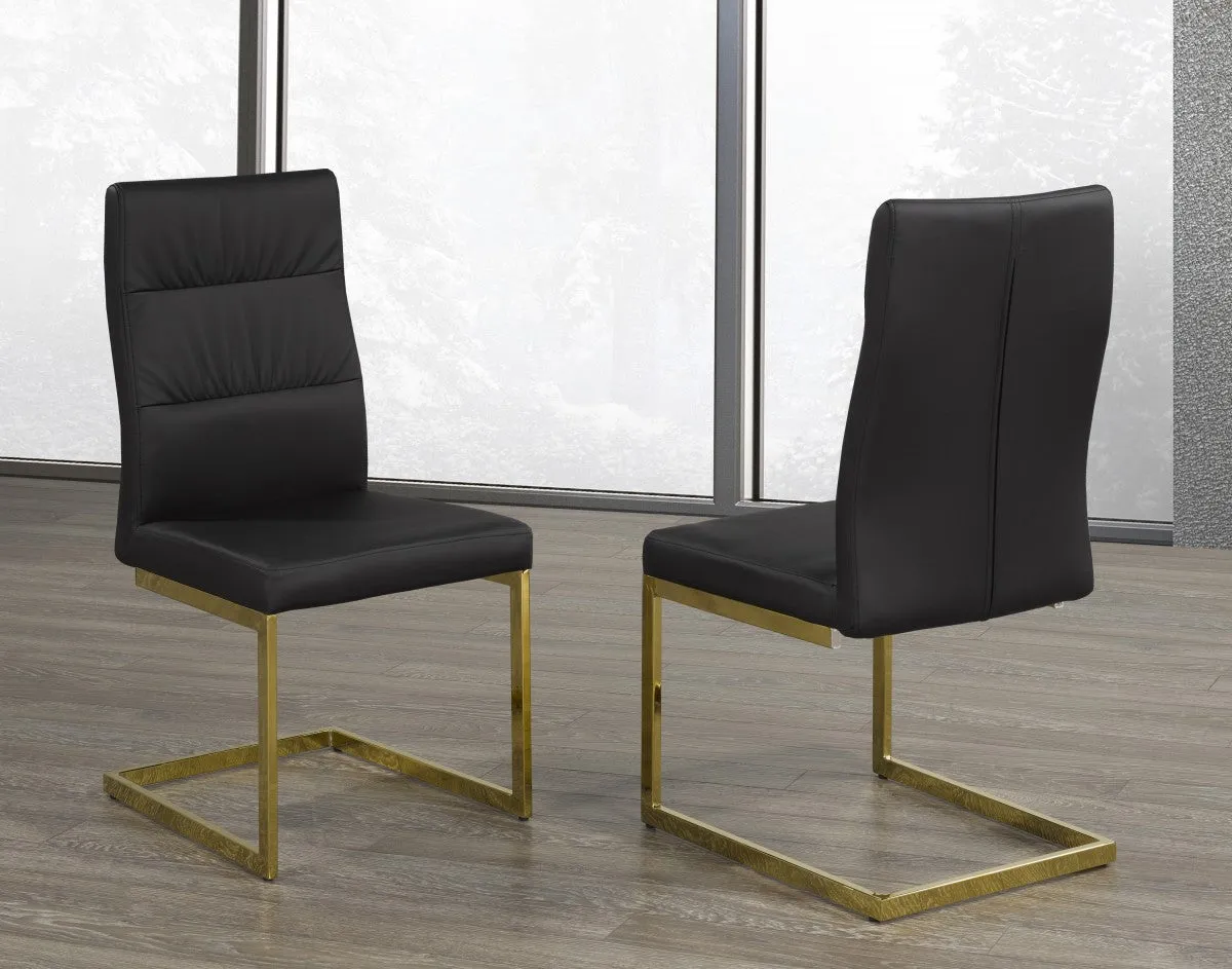 Dining Chair, Set Of 2 - Black/Gold